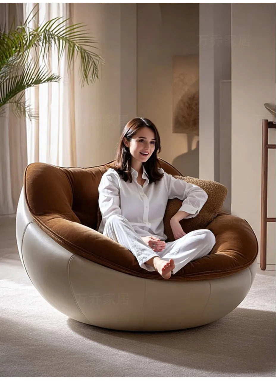Italian minimalist rotating fabric sofa single chair modern minimalist household lazy