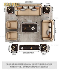 Italian light luxury leather sofa modern high-end straight row villa large flat floor