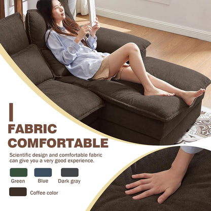 110" Convertible Sectional Sofa, U Shaped Comfy Cloud Couch With Double Chaise And Padded Armrests, Modern Upholstered 4 Seater