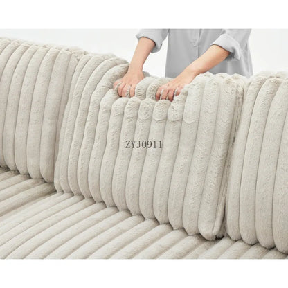 122-Inch lift sofa bed, plush fabric sofa bed with USB port, living room khaki sofa