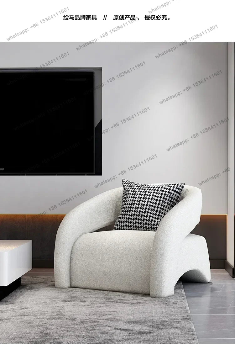 Sofa Esigner Curved Single Houndstooth Couch Nordic Living Room Balcony Leisure Creative Chair Designer