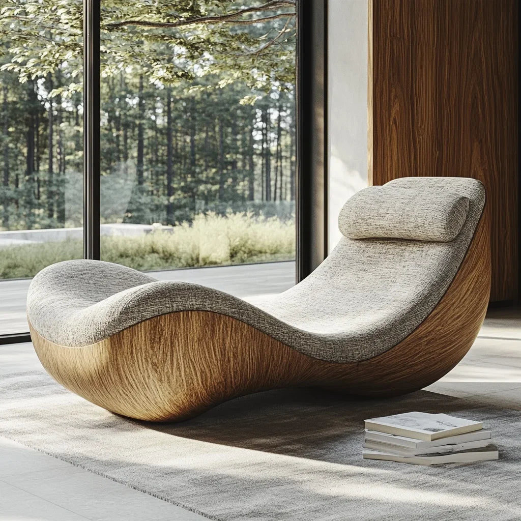 Customizable Modern Unique Shaped Leisure Chair Minimalist Design Accent Chair Solid Wood Armchair for Home Hotel
