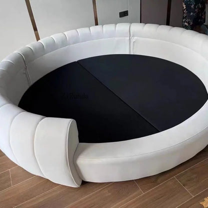 Round Double Bed Upholstered Bed Wooden Frame Family Hotel Princess Bedroom Bed