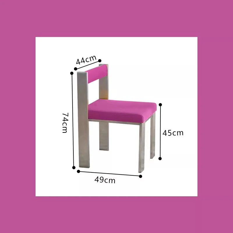 European Style Light luxury Retro Home Use Stainless Steel Dining Chair Advanced Design Living Room Bedroom Leisure Single Chair