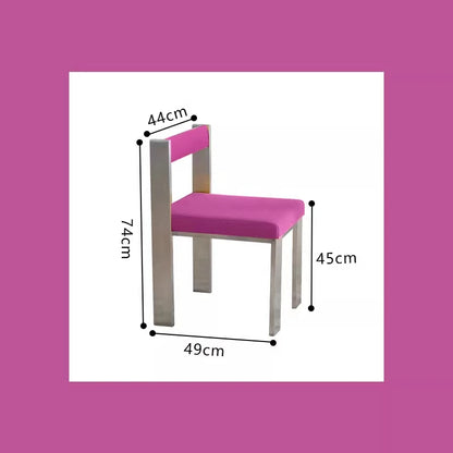 European Style Light luxury Retro Home Use Stainless Steel Dining Chair Advanced Design Living Room Bedroom Leisure Single Chair