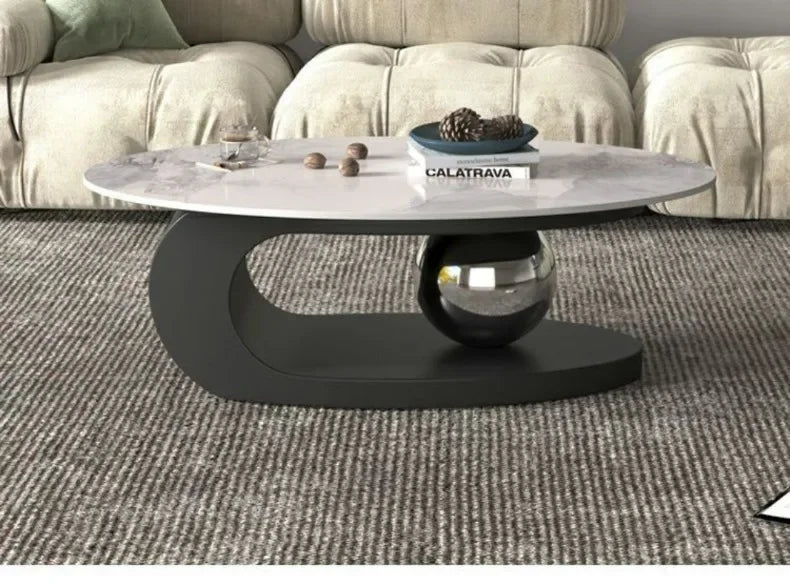 Bright Oval Coffee Tables for Tea Room Italian Rock Slab Easy To Clean Side Table Luxury Tables for Living Room a