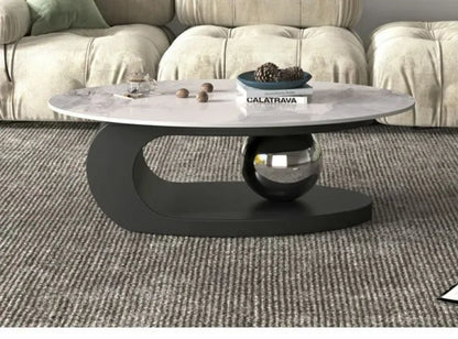 Bright Oval Coffee Tables for Tea Room Italian Rock Slab Easy To Clean Side Table Luxury Tables for Living Room a