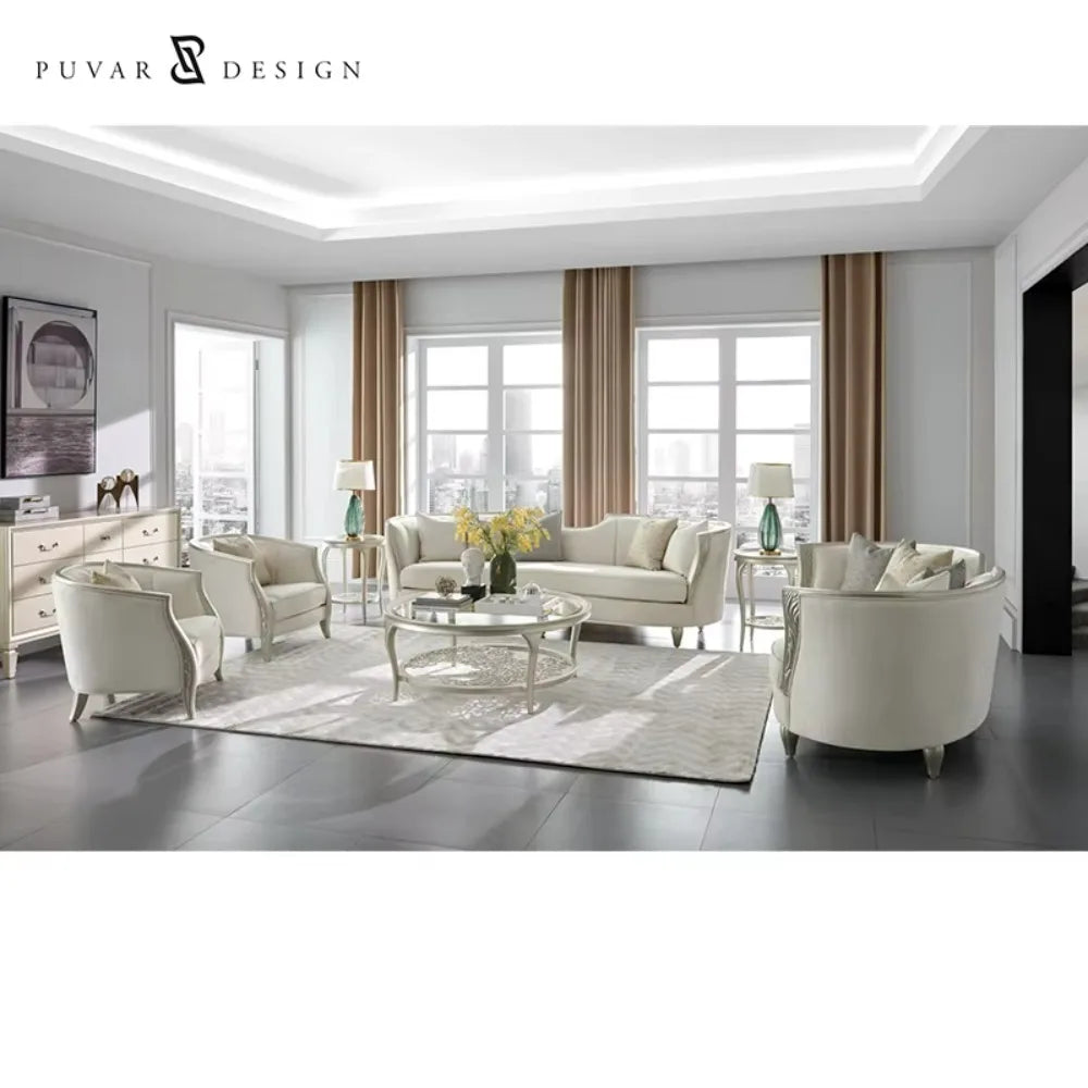 French Living Room Luxury Furniture Hotel Villa High-end Fabric Sectional Sofa Set