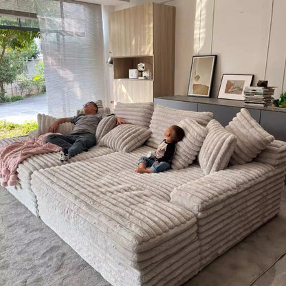 Thick Corduroy Cloud Living Room Sofa Customizable Sofa Extra Wide Suitable for Family Use Vacuum Compression Sofa Furniture