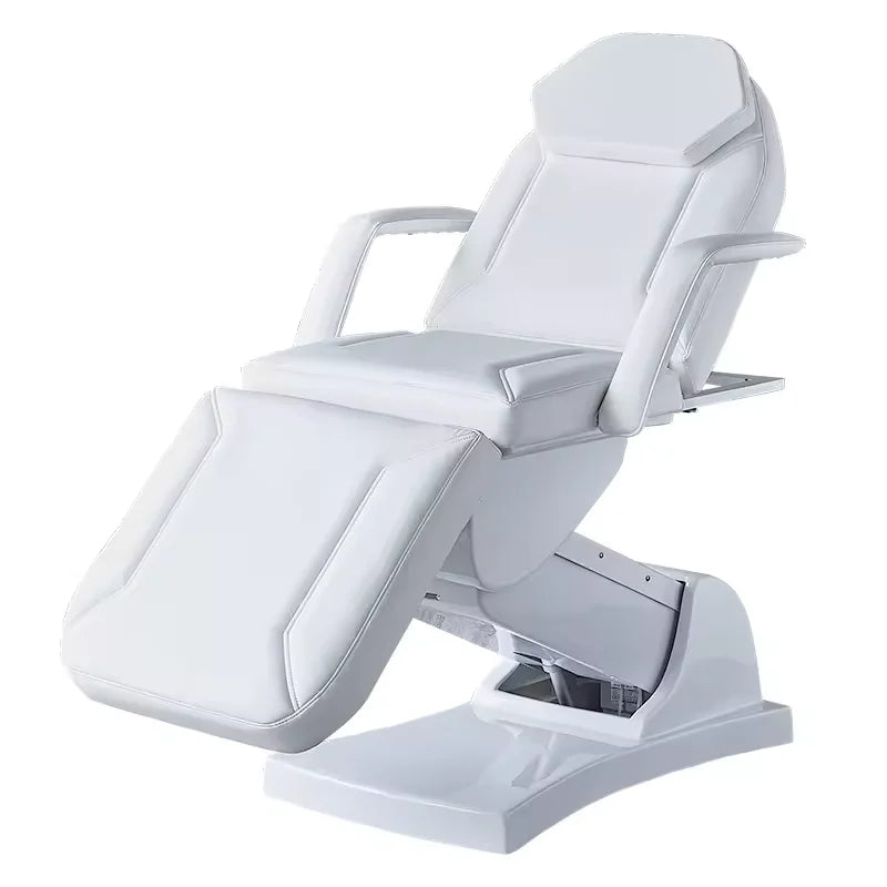 Multifunctional Electric Vertical Therapy Bed Ivory White PU Leather 3 Motors Electric Beauty Tattoo Massage Bed