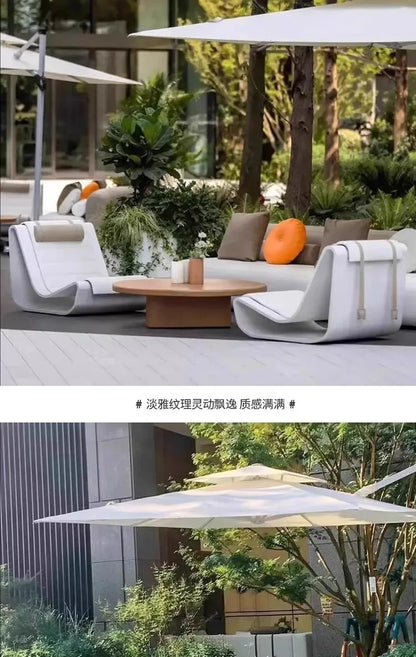 Outdoor sofa courtyard garden open-air balcony sofa leisure creative cloud deck chair combination homestay teak furniture