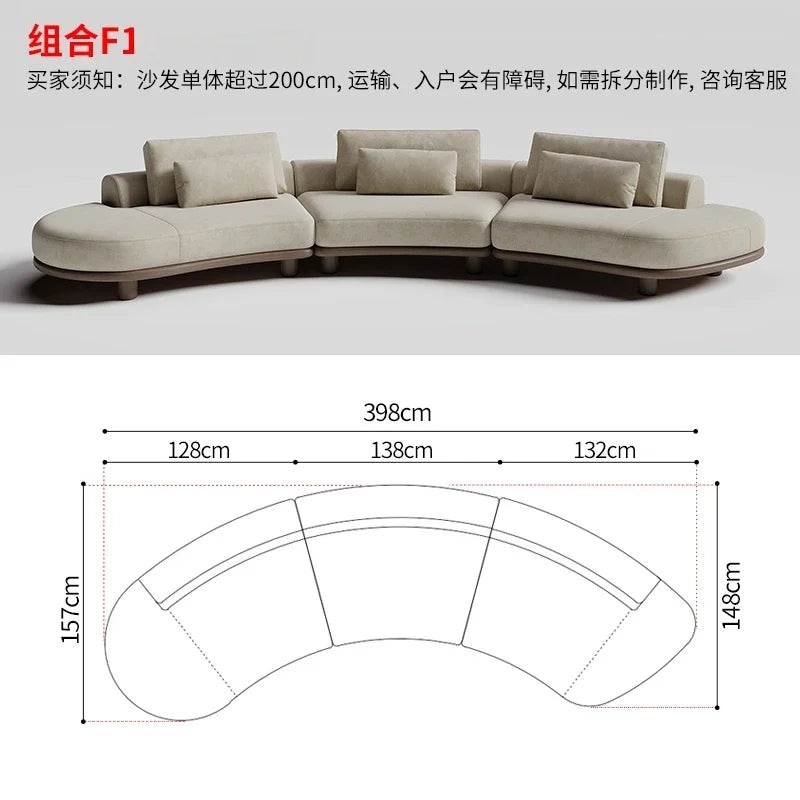 B73 Italian wabi-sabi palm beach fabric sofa living room modern simple curved light luxury, reception sofa
