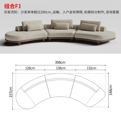B73 Italian wabi-sabi palm beach fabric sofa living room modern simple curved light luxury, reception sofa