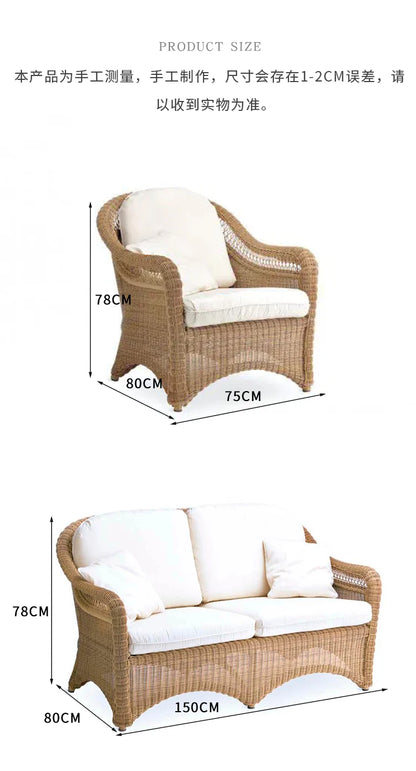 Zz outdoor sofa courtyard leisure hotel outdoor terrace garden balcony rattan chair sofa combination