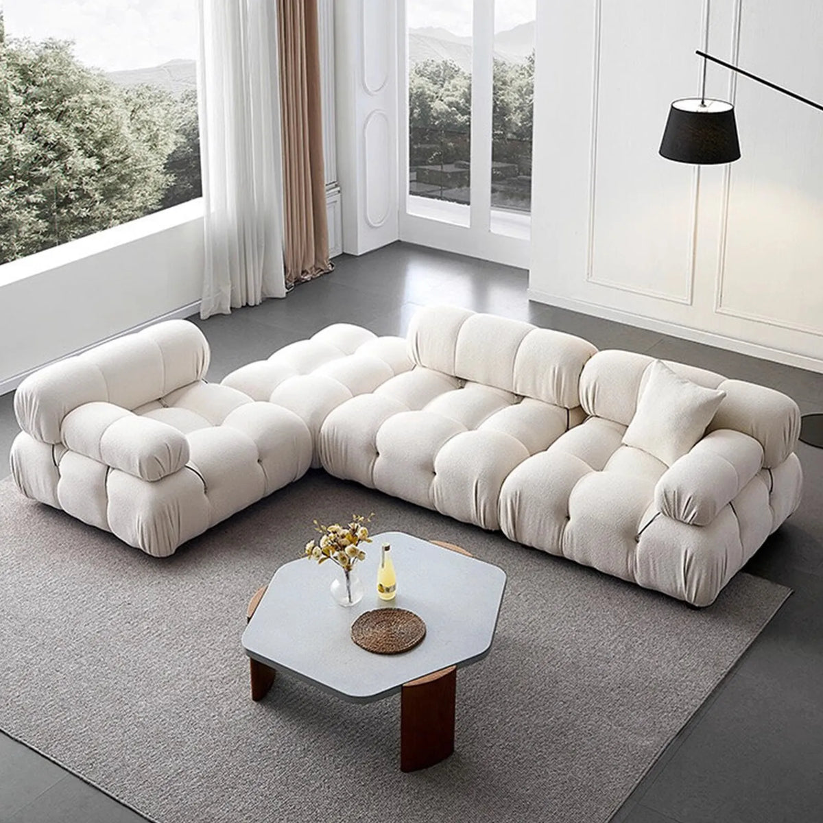 Italian Luxury Modular Sofa Vacuum Compressed Tufted Lazy Sofa Bread Design for Living Room