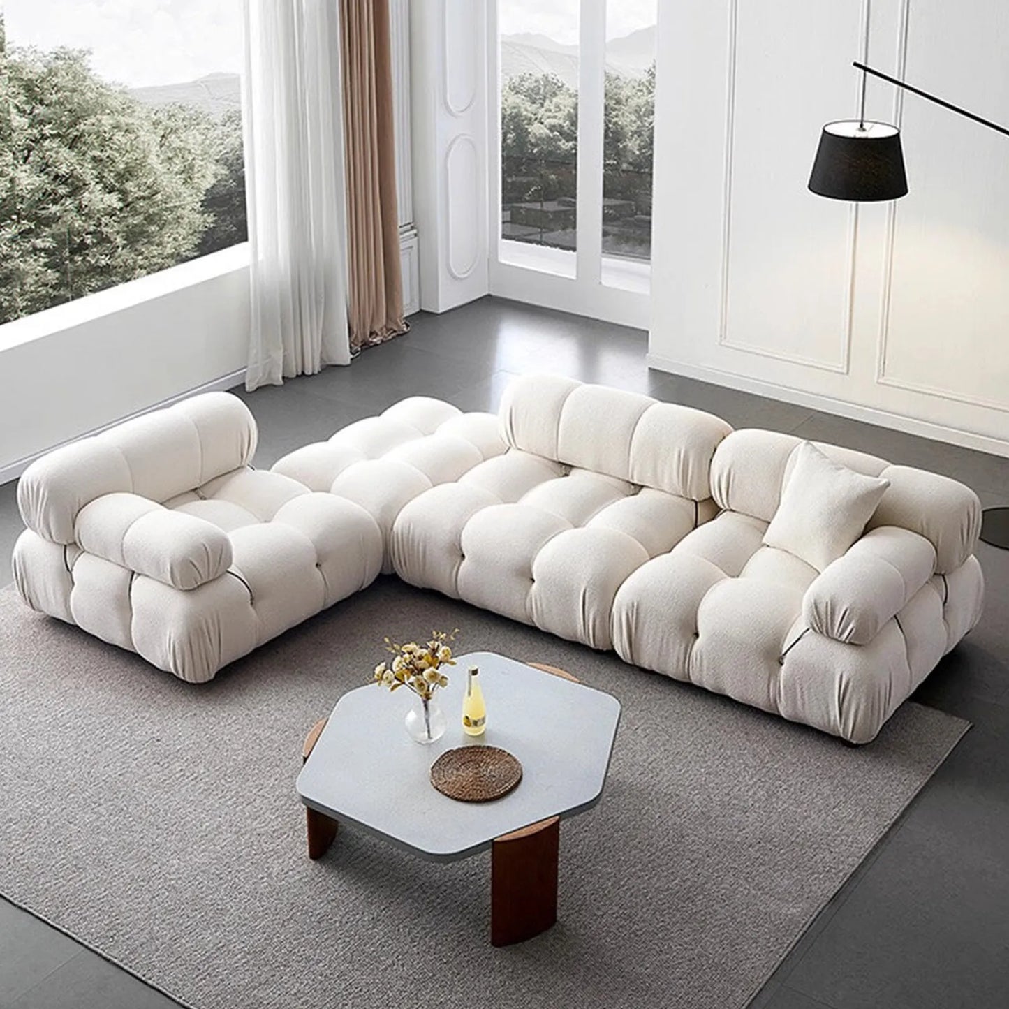 Italian Luxury Modular Sofa Vacuum Compressed Tufted Lazy Sofa Bread Design for Living Room