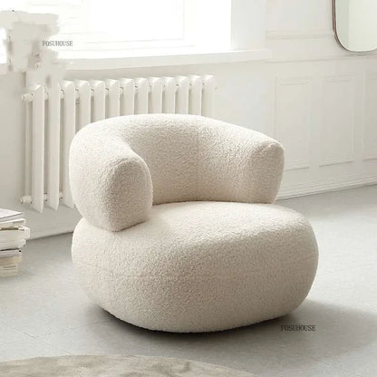 Nordic Designer Fabric Living Room Chairs Leisure Backrest Armchairs Bedroom Lambswool Luxury Single Sofa for Home Furniture