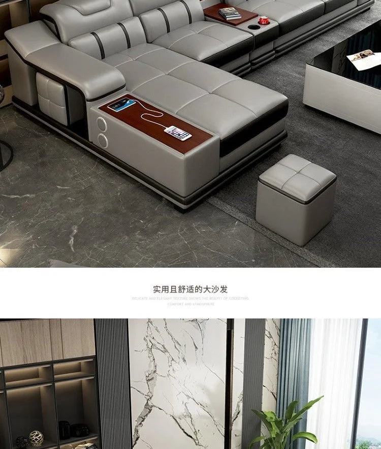 Genuine Leather Luxury Sofas Italian Minimalist Living Room Apartment Sofas Comfortable Straight Chaises De Salon Furnitures