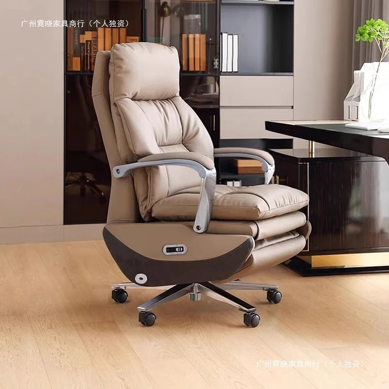 AOLIVIYA Top Layer Cowhide Electric Executive Chair for Home Office Comfortable Computer Swivel Chair Business President Reclini