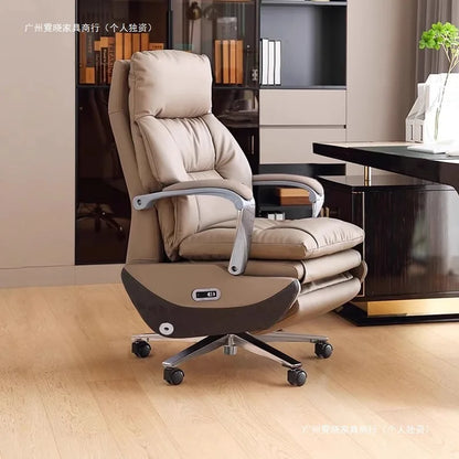 AOLIVIYA Top Layer Cowhide Electric Executive Chair for Home Office Comfortable Computer Swivel Chair Business President Reclini