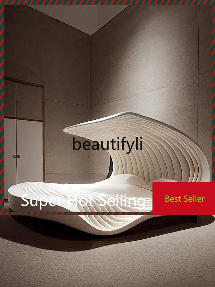 A71 Adult creative double bed white technology bed, cream bed 1.8 meters bed personality