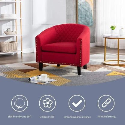 SAT2 for  Room Chair with Solid Wood Legs and Nailhead, Classic Upholstered Accent Armchair, Soft Linen Fabric Living Room Chair