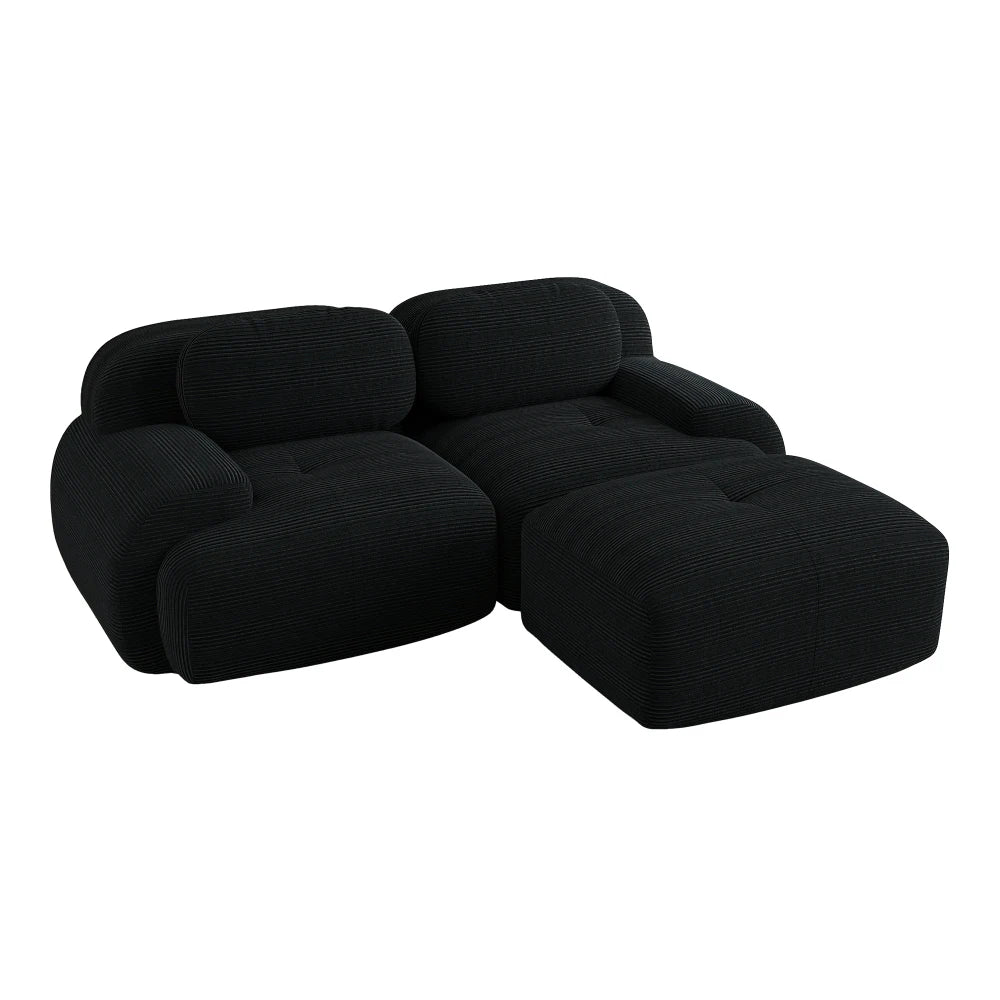 82'' Corner Sofa in Soft Cord Fabric, Modular Combined with Curved Armrests, Without Mounting, Highly Elastic Foam Upholstery