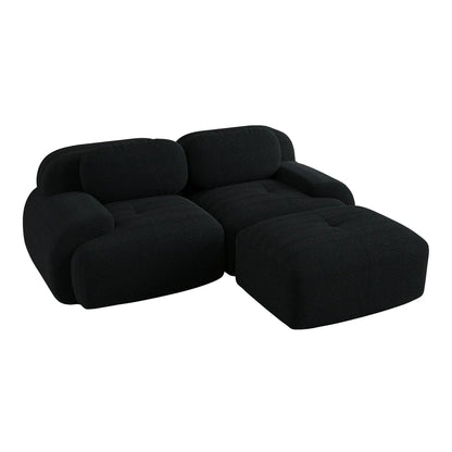 82'' Corner Sofa in Soft Cord Fabric, Modular Combined with Curved Armrests, Without Mounting, Highly Elastic Foam Upholstery