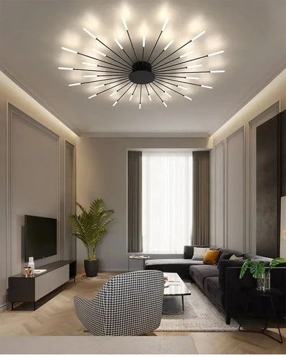Living Room Light LED Ceiling Lamp Modern Indoor Lighting Acrylic Nordic Creative Fan-shaped Bedroom Fixture Home Decor Kid Room