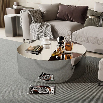 Light luxury stainless steel special-shaped coffee table high-end mirror business negotiation coffee table art