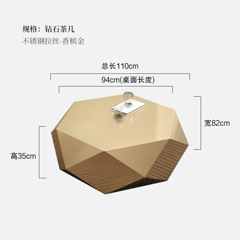 Gold diamond coffee table designer style high sense modern simplicity special-shaped light luxury living room home Italian minim