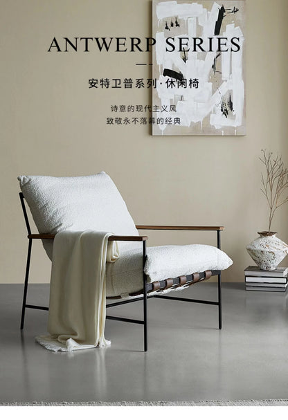 Designer Cream Style Fabric Recliner Living Room Balcony Leisure Saddle Leather Single Sofa Chair