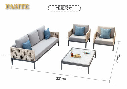 Leisure Style Outdoor Sofa Combination Living Room Balcony Open-air Leisure Rattan Weaving