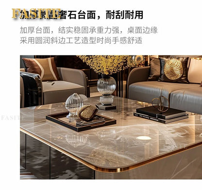 LightLuxury Coffee Table Living Room Home High-end Rectangular Luxury Stone Tea Table New High-end Villa Large Flat Coffee Table