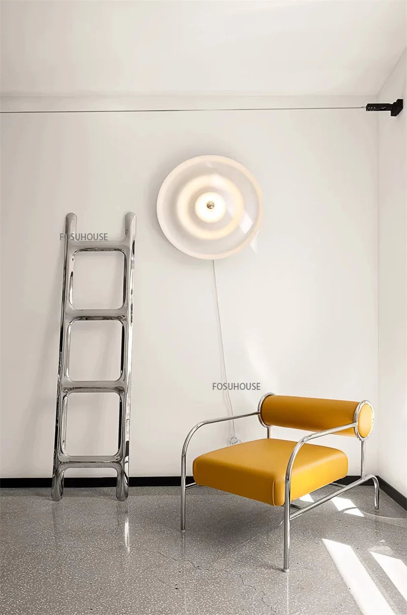 Modern Simple Living Room Chair Nordic Designer Stainless Steel Single Sofa Chair Bedroom Leisure Backr Armchair Home Furniture