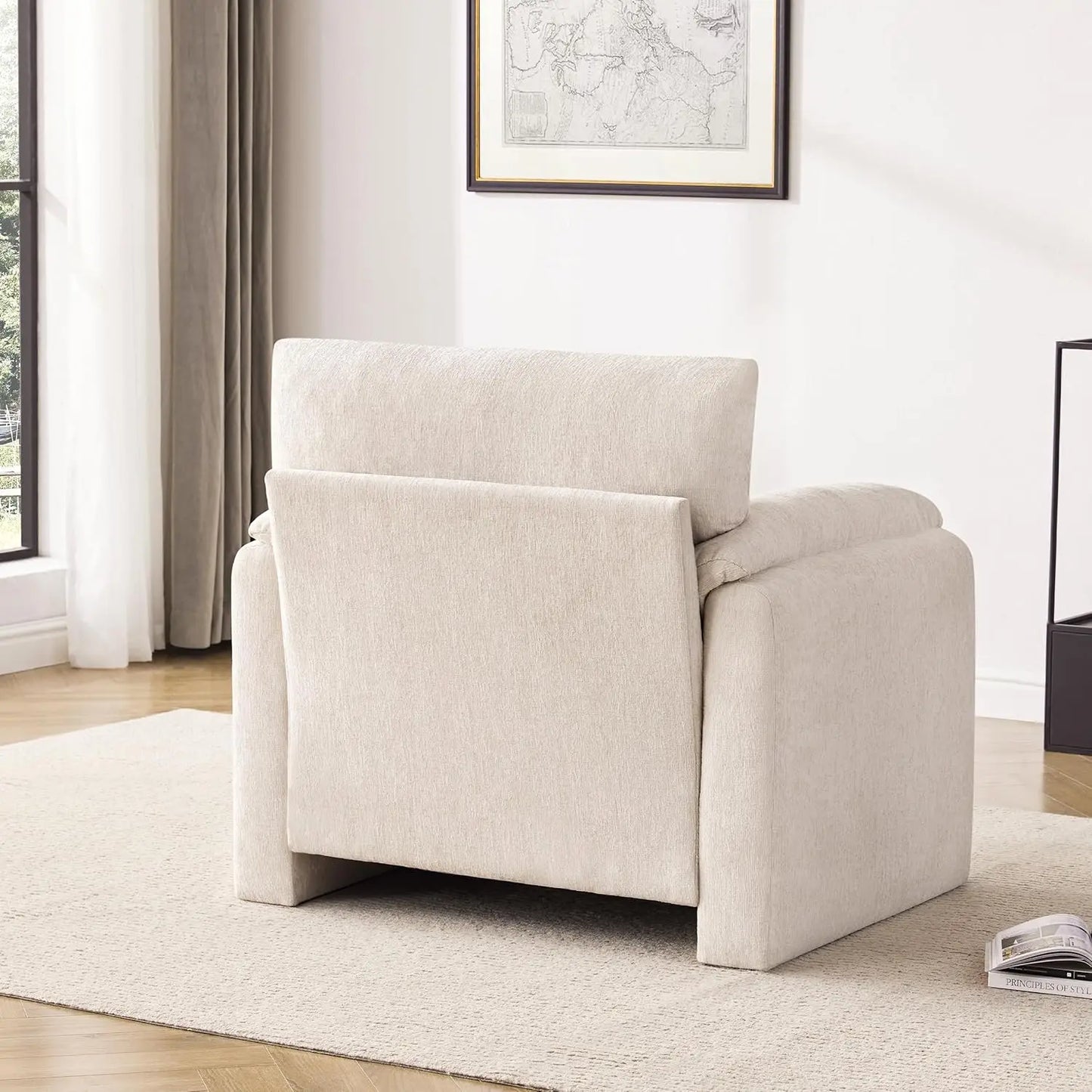 38.6" Wide Accent Chairs for Living Room & Bedroom Modern Lounge Chair, Upholstered Mid-Century Reading Chair,Beige