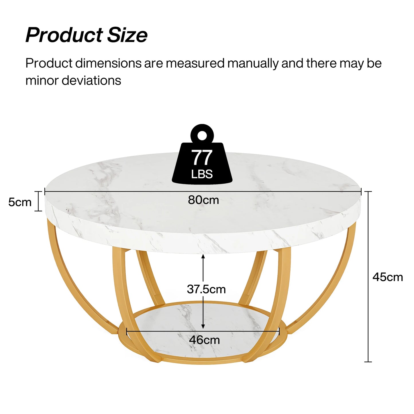 Tribesigns 31.7" Round Coffee Table, Industrial 2-Tier Circle Coffee Table with Storage Shelves, Modern Wooden Sofa Side Table