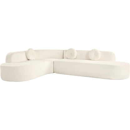 122" Extra Large Sectional Sofa Soft Fabric Upholstery Sponge Couch, Elegant Curved Design with Three Round Cushions