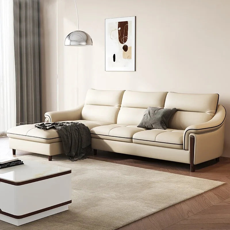 Sofa living room simple modern one layer cowhide corner combination furniture