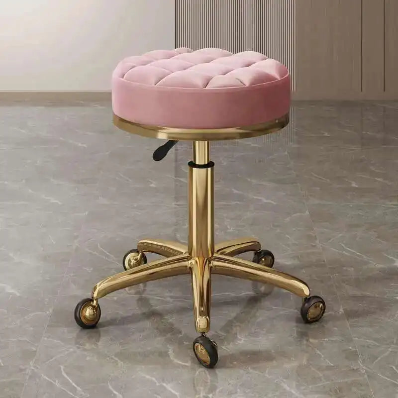 Barber Nail Salon Chair Swivel Wheels Rotating Salon Hair Stylist Barbershop Equipment Furniture Professional Rolling Silla