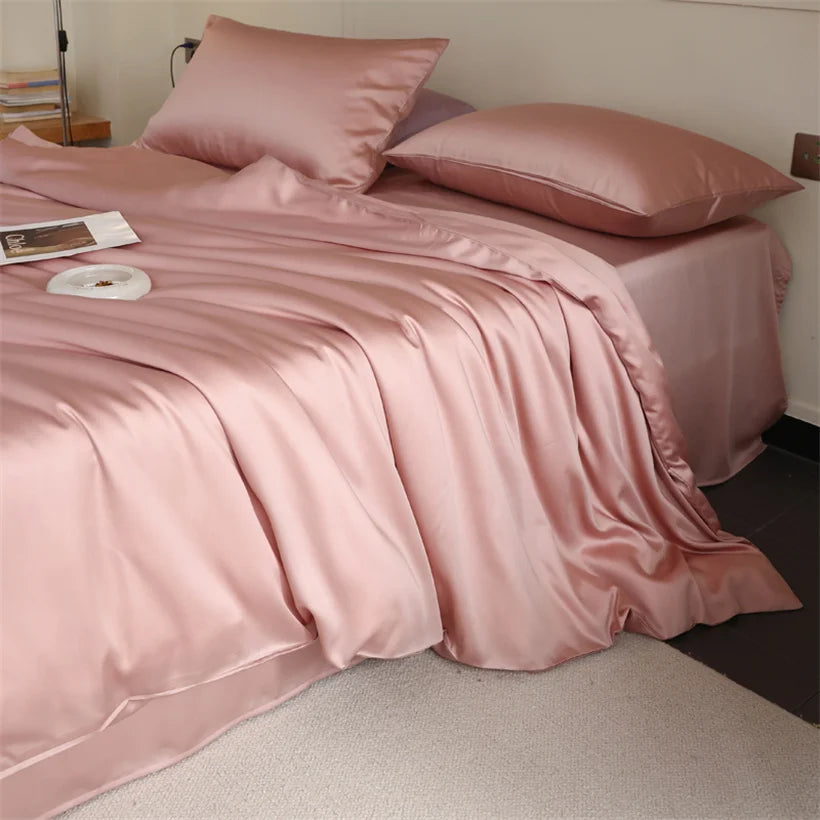 Mulberry Silk Bedding Set Luxury Natural 100% Silk Duvet Cover Set Bed Sheet Pillowcase Single Double Bedsheet King Queen Size