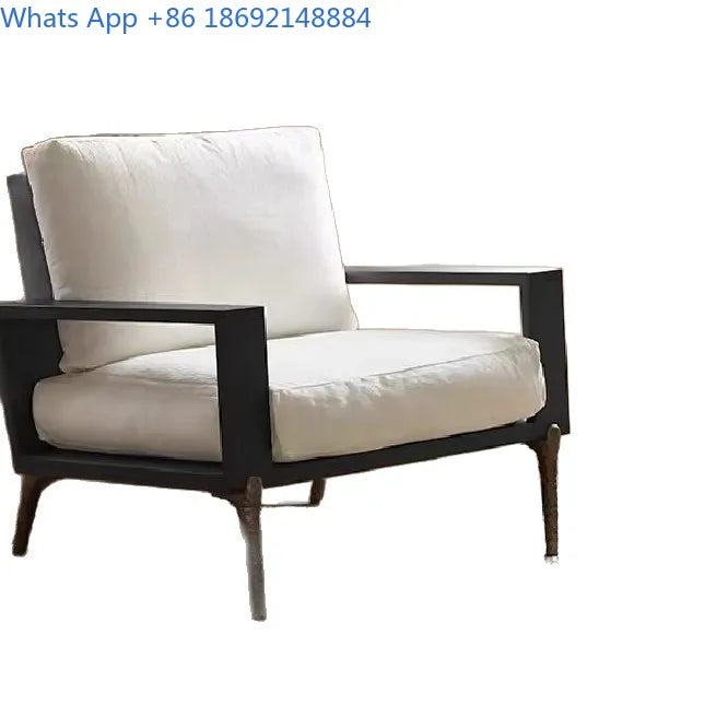 Retro Style Single Sofa Chair for Living Room with Solid Wood Frame Comfortable Lounge Seat