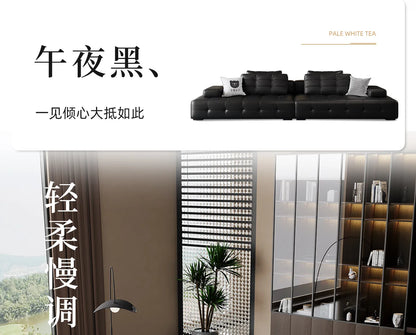 Italian minimalist first-layer cowhide sofa villa living room large apartment high-end all-leather Lawrence sofa