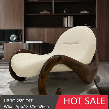 SGF Sofa Chair Creative Single New Italian Minimalist Genuine Leather Leisure Recliner