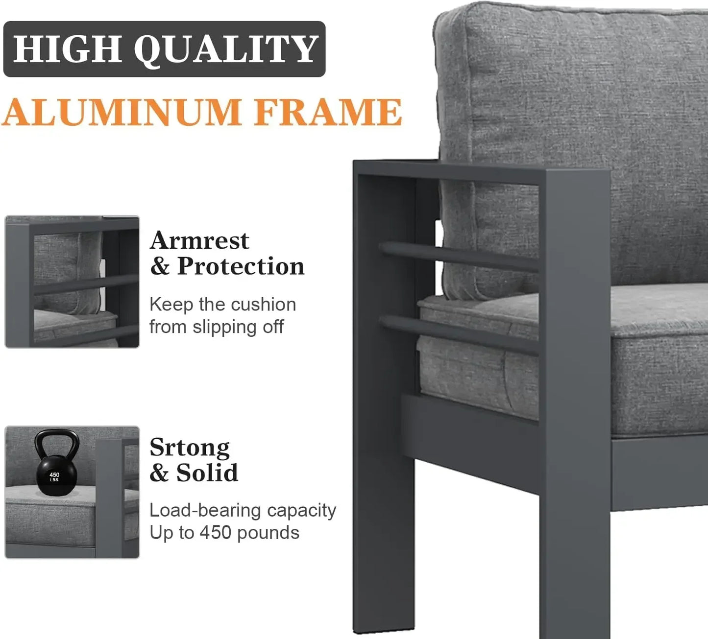 5 Pieces Modern Aluminum Patio Furniture