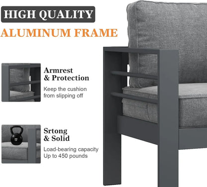 5 Pieces Modern Aluminum Patio Furniture