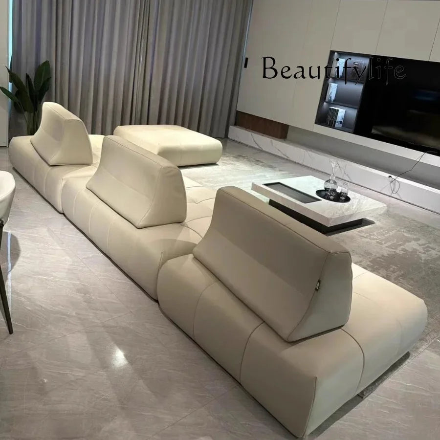 BJ Italian Minimalist Living Room Sofa Designer Tofu Block Free Lazy Module Combination Leather Art Large Sofa Bedroom Sofa
