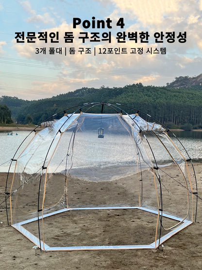 4-6 Person Transparent Tent with Breathable Top Cover Winter Outdoor Camping Windproof Gazebo Large PVC Bubble Tent Family Party