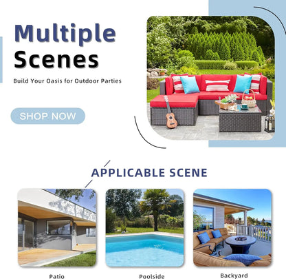 All Weather 5 Pieces Small Patio Furniture Sets Outdoor Sectional Sofa Wicker Rattan Seating with Cushion