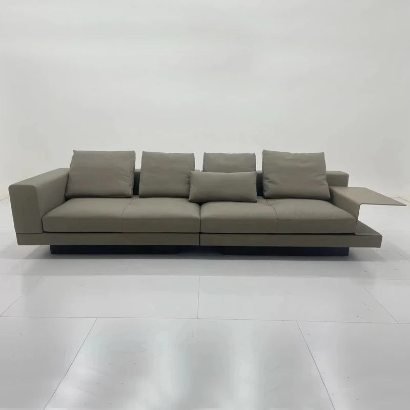 Modern Minimalist Living Room Furniture Microfiber Leather 3 Seat Section Couch Line Fabric Modular Sofa